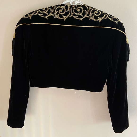 Black velvet short jacket with gold detailing - Picture 2 of 3